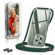 Load image into Gallery viewer, GOODVISH 3 in 1 Transparent Case with Lanyard for iPhone 13 Pro Max 6.7", with 2 pieces of Protective Film | 360° Protection- Camera and Screen