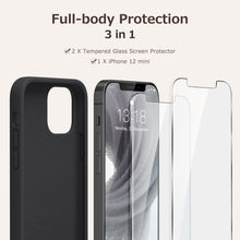 Load image into Gallery viewer, GOODVISH iPhone 12 Mini Case with 2 Screen Protector, Liquid Silicone Soft Phone Case with Microfiber Lining Shockproof Full Protection Cover 5.4 inch