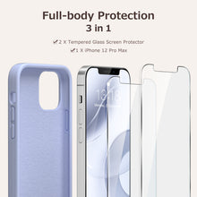 Load image into Gallery viewer, GOODVISH iPhone 12 Pro Max Case with 2 Screen Protector, Liquid Silicone Soft Case with Microfiber Lining Shockproof Full Protection Cover 6.7"