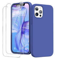 Load image into Gallery viewer, GOODVISH iPhone 12 /iPhone 12 Pro Case with 2 Screen Protector, Liquid Silicone Soft Case with Microfiber Lining Shockproof Full Protection Cover 6.1"