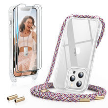 Load image into Gallery viewer, GOODVISH 3 in 1 Transparent iPhone 13 Pro 6.1" Case with Lanyard, with 2 pieces of Protective Film | 360° Protection