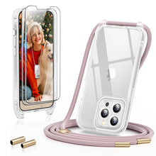 Load image into Gallery viewer, GOODVISH 3 in 1 Transparent Case with Lanyard for iPhone 13 Pro Max 6.7", with 2 pieces of Protective Film | 360° Protection- Camera and Screen