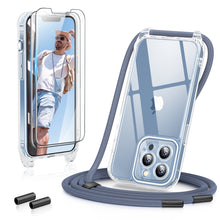 Load image into Gallery viewer, GOODVISH 3 in 1 Transparent Case with Lanyard for iPhone 13 Pro Max 6.7", with 2 pieces of Protective Film | 360° Protection- Camera and Screen