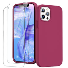 Load image into Gallery viewer, GOODVISH iPhone 12 /iPhone 12 Pro Case with 2 Screen Protector, Liquid Silicone Soft Case with Microfiber Lining Shockproof Full Protection Cover 6.1"