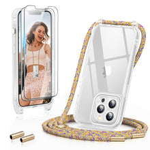 Load image into Gallery viewer, GOODVISH 3 in 1 Transparent iPhone 13 Pro 6.1" Case with Lanyard, with 2 pieces of Protective Film | 360° Protection