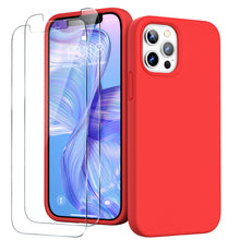 Load image into Gallery viewer, GOODVISH iPhone 12 /iPhone 12 Pro Case with 2 Screen Protector, Liquid Silicone Soft Case with Microfiber Lining Shockproof Full Protection Cover 6.1"