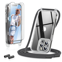 Load image into Gallery viewer, GOODVISH 3 in 1 Transparent Case with Lanyard for iPhone 13 Pro Max 6.7", with 2 pieces of Protective Film | 360° Protection- Camera and Screen