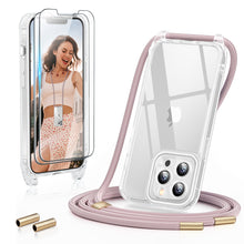 Load image into Gallery viewer, GOODVISH 3 in 1 Transparent iPhone 13 Pro 6.1" Case with Lanyard, with 2 pieces of Protective Film | 360° Protection