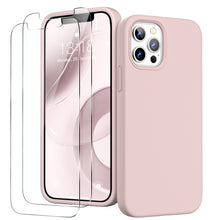 Load image into Gallery viewer, GOODVISH iPhone 12 Pro Max Case with 2 Screen Protector, Liquid Silicone Soft Case with Microfiber Lining Shockproof Full Protection Cover 6.7"