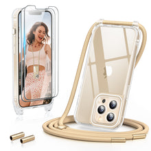 Load image into Gallery viewer, GOODVISH 3 in 1 Transparent iPhone 13 Pro 6.1" Case with Lanyard, with 2 pieces of Protective Film | 360° Protection