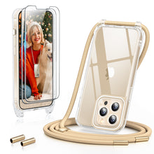Load image into Gallery viewer, GOODVISH 3 in 1 Transparent Case with Lanyard for iPhone 13 Pro Max 6.7", with 2 pieces of Protective Film | 360° Protection- Camera and Screen
