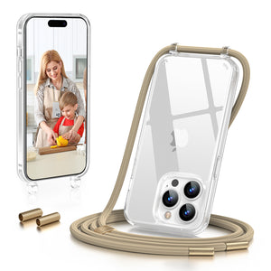 GOODVISH iPhone 14 Pro 6.1" Lanyard Phone Case, Transparent Case with Necklace, Camera and Screen Protection, Anti-Drop
