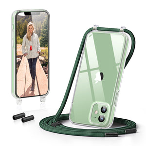 GOODVISH iPhone 12/iPhone 12 Pro-6.1"  Transparent case with lanyard| Necklace case with Mobile Phone Chain
