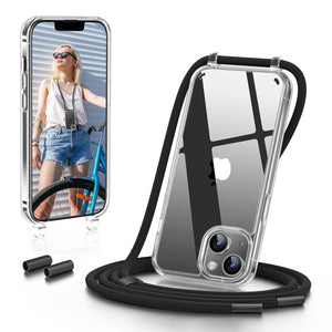 GOODVISH iPhone 14 Plus 6.7" Lanyard Phone Case, Transparent Phone Case with Necklace, Camera and Screen Protection, Anti-Drop