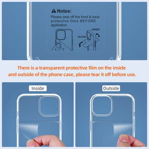 GOODVISH iPhone 14 Case with Lanyard 6.1", Transparent Case with Necklace, Camera and Screen Protection, Anti-Drop