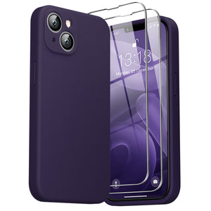 GOODVISH iPhone 14 Plus(6.7") Liquid Silicone Case, with 2 Pack Screen Protector, Shookproof [360° Full Protection]