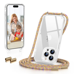 GOODVISH iPhone 14 Pro 6.1" Lanyard Phone Case, Transparent Case with Necklace, Camera and Screen Protection, Anti-Drop