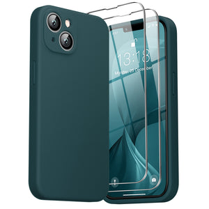 GOODVISH iPhone 14 Liquid Silicone Case, with 2 Pack Screen Protector, Shookproof, Anti-Scratch [360° Fulltection]