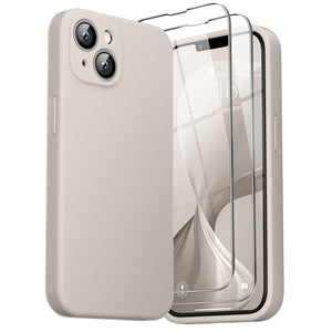 GOODVISH iPhone 14 Liquid Silicone Case, with 2 Pack Screen Protector, Shookproof, Anti-Scratch [360° Fulltection]