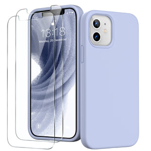 GOODVISH iPhone 12 Mini Case with 2 Screen Protector, Liquid Silicone Soft Phone Case with Microfiber Lining Shockproof Full Protection Cover 5.4 inch
