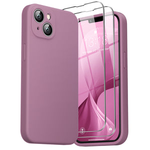 GOODVISH iPhone 14 Liquid Silicone Case, with 2 Pack Screen Protector, Shookproof, Anti-Scratch [360° Fulltection]