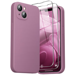 GOODVISH iPhone 14 Plus(6.7") Liquid Silicone Case, with 2 Pack Screen Protector, Shookproof [360° Full Protection]