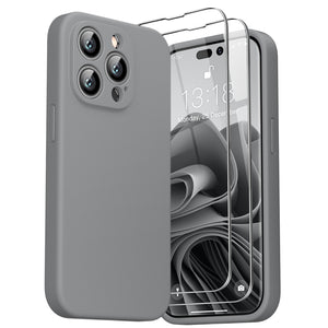 GOODVISH iPhone 14 Pro (6.1") Liquid Silicone Case, with 2 Pack Screen Protector, Shookproof, Anti-Scratch [360° Full Protection]