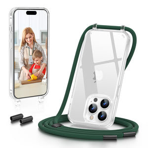 GOODVISH iPhone 14 Pro 6.1" Lanyard Phone Case, Transparent Case with Necklace, Camera and Screen Protection, Anti-Drop