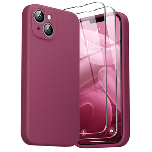 GOODVISH iPhone 14 Plus(6.7") Liquid Silicone Case, with 2 Pack Screen Protector, Shookproof [360° Full Protection]