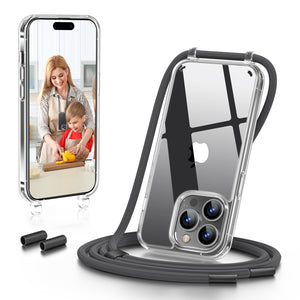 GOODVISH iPhone 14 Pro 6.1" Lanyard Phone Case, Transparent Case with Necklace, Camera and Screen Protection, Anti-Drop