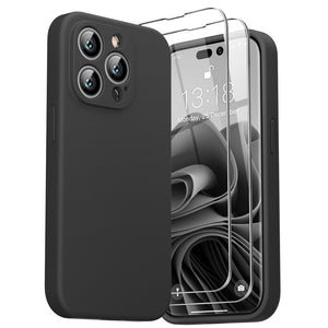 GOODVISH iPhone 14 Pro (6.1") Liquid Silicone Case, with 2 Pack Screen Protector, Shookproof, Anti-Scratch [360° Full Protection]