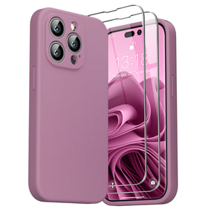 GOODVISH iPhone 14 Pro (6.1") Liquid Silicone Case, with 2 Pack Screen Protector, Shookproof, Anti-Scratch [360° Full Protection]