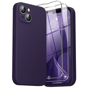 GOODVISH iPhone 14 Liquid Silicone Case, with 2 Pack Screen Protector, Shookproof, Anti-Scratch [360° Fulltection]