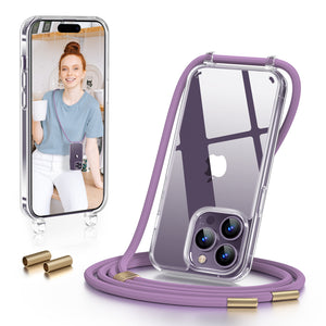 GOODVISH Lanyard Case, for iPhone 14 Pro Max 6.7", Lanyard Phone Case, Transparent Phone Case with Necklace, Camera and Screen Protection, Anti-Drop