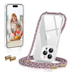 GOODVISH iPhone 14 Pro 6.1" Lanyard Phone Case, Transparent Case with Necklace, Camera and Screen Protection, Anti-Drop