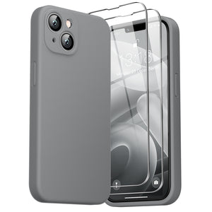 GOODVISH iPhone 14 Plus(6.7") Liquid Silicone Case, with 2 Pack Screen Protector, Shookproof [360° Full Protection]