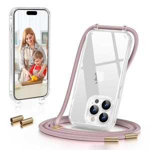 GOODVISH iPhone 14 Pro 6.1" Lanyard Phone Case, Transparent Case with Necklace, Camera and Screen Protection, Anti-Drop