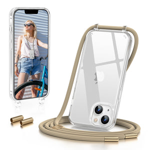 GOODVISH iPhone 14 Plus 6.7" Lanyard Phone Case, Transparent Phone Case with Necklace, Camera and Screen Protection, Anti-Drop