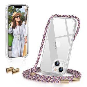 GOODVISH iPhone 14 Case with Lanyard 6.1", Transparent Case with Necklace, Camera and Screen Protection, Anti-Drop