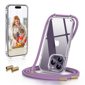 GOODVISH iPhone 14 Pro 6.1" Lanyard Phone Case, Transparent Case with Necklace, Camera and Screen Protection, Anti-Drop