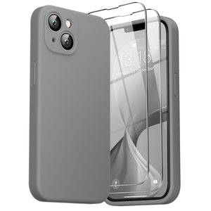 GOODVISH iPhone 14 Liquid Silicone Case, with 2 Pack Screen Protector, Shookproof, Anti-Scratch [360° Fulltection]