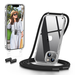 GOODVISH iPhone 14 Case with Lanyard 6.1", Transparent Case with Necklace, Camera and Screen Protection, Anti-Drop
