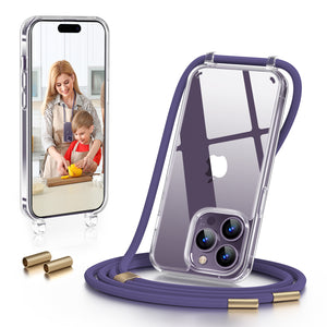 GOODVISH iPhone 14 Pro 6.1" Lanyard Phone Case, Transparent Case with Necklace, Camera and Screen Protection, Anti-Drop