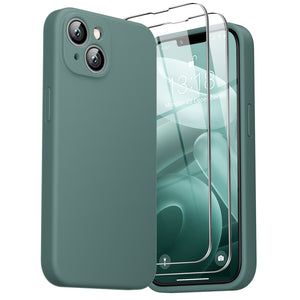 GOODVISH iPhone 14 Plus(6.7") Liquid Silicone Case, with 2 Pack Screen Protector, Shookproof [360° Full Protection]