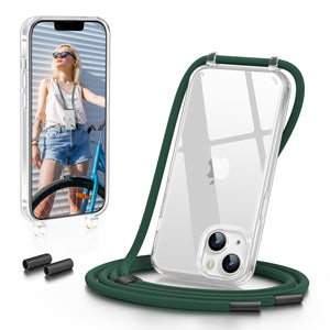 GOODVISH iPhone 14 Plus 6.7" Lanyard Phone Case, Transparent Phone Case with Necklace, Camera and Screen Protection, Anti-Drop