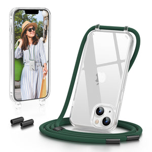 GOODVISH iPhone 14 Case with Lanyard 6.1", Transparent Case with Necklace, Camera and Screen Protection, Anti-Drop