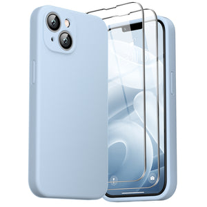 GOODVISH iPhone 14 Plus(6.7") Liquid Silicone Case, with 2 Pack Screen Protector, Shookproof [360° Full Protection]