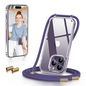 GOODVISH Lanyard Case, for iPhone 14 Pro Max 6.7", Lanyard Phone Case, Transparent Phone Case with Necklace, Camera and Screen Protection, Anti-Drop