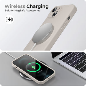 GOODVISH iPhone 14 Plus(6.7") Liquid Silicone Case, with 2 Pack Screen Protector, Shookproof [360° Full Protection]