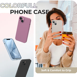 GOODVISH iPhone 14 Liquid Silicone Case, with 2 Pack Screen Protector, Shookproof, Anti-Scratch [360° Fulltection]